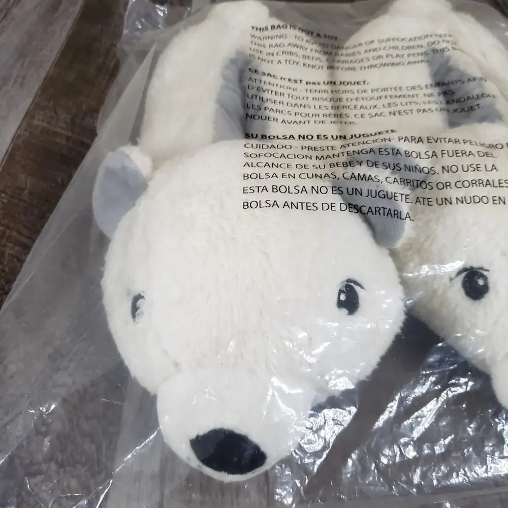 NWT Dearfoams Polar Bear Slippers Size 4-5 Hard Soles Christmas Plush 3D Animal